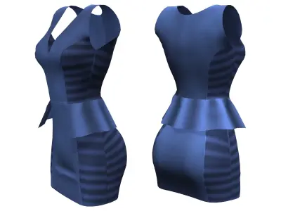 Midi Peplum Dress Low-poly 3D model