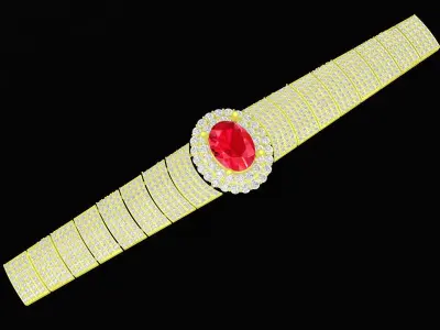 Luxury Oval Center Pave Diamond Bracelet 4183 3D print model