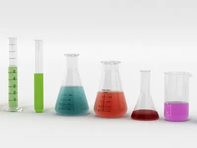 Test Tubes Flasks And Beakers 3D model