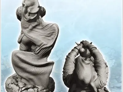 Evil warrior standing with two-handed sword 2 - Medieval Fantasy 3D print model