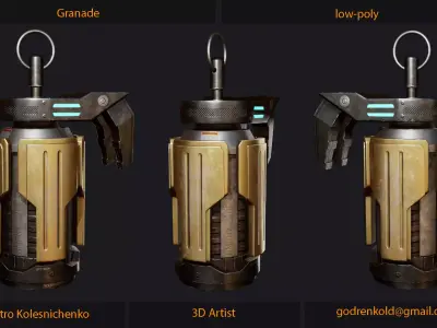 Grenade sci-fi Low-poly 3D model