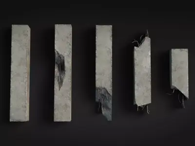 Broken Concrete Rubble Pack - 21 Assets PBR Game Ready Low-poly 3D model