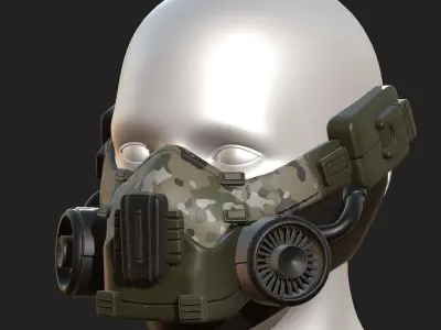 Gas mask helmet scifi futuristic military combat  Low-poly 3D model