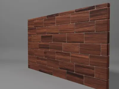 Redwood Wood Mosaic Tile wall panel Free low-poly 3D model