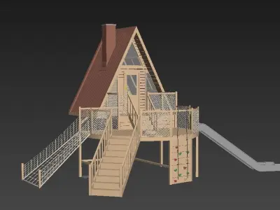 grove wooden game cabin playground 3D model