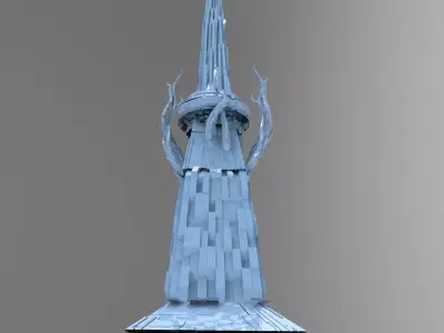 Karnak Tower sci fi Low-poly 3D model