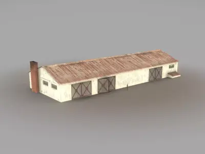 Old Garage 01 white  Low-poly 3D model