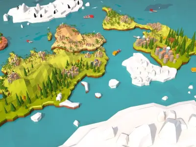 Cartoon Low Poly Earth World Map Low-poly 3D model
