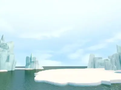 Cartoon Iceberg cliff sea Snow Mountain Ice Block ice field 3D model