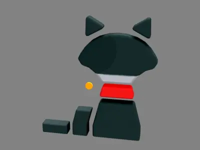 Animal shape blocks - Black cat toys Low-poly 3D model