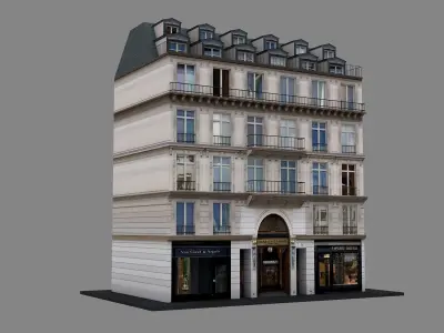 Typical Parisian Apartment Building 10 Low-poly 3D model