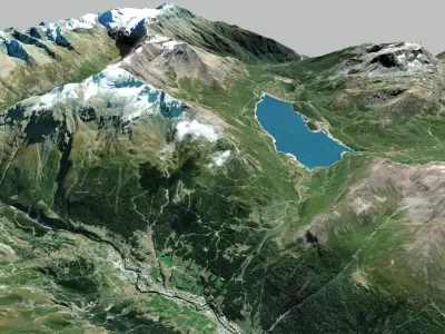  Lake Mont Cenis France and mountain landscape  3D model