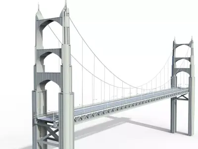 3d brige and street light modeling Low-poly 3D model