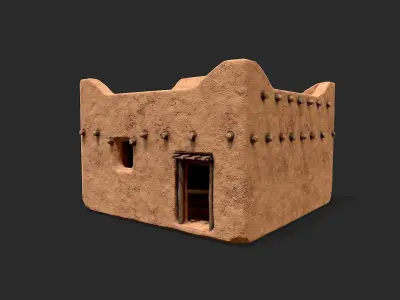 Clay Desert Egypt Village House 1 Low-poly 3D model