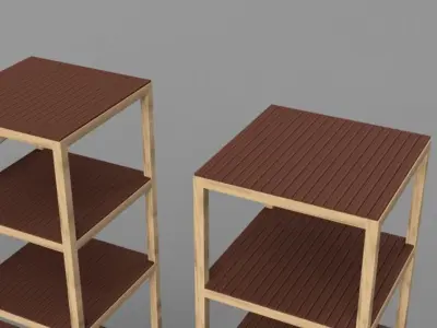 trys 1 three bookshelves on cobblestone street 3D model