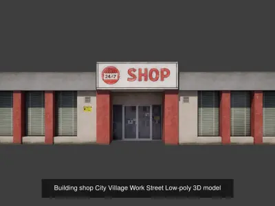 Building  City Village Work Street Low-poly 3D Model Pack
