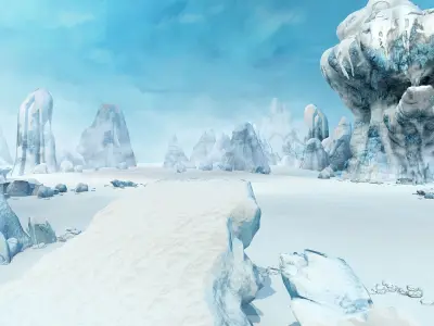 iceberg ice snow rocks ice land Low-poly 3D model