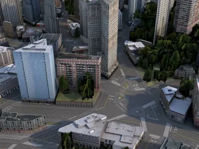 High-Detailed 3D City Model 2 Low-poly 3D model