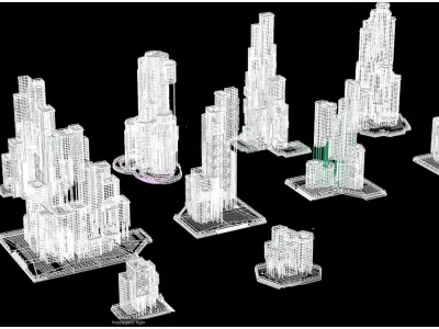 MODERN BUILDING AND SKYSCRAPER PACK KITBASH CITY WORLD KIT 3D model