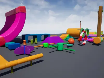 Fun Obstacle Course Expansion For Unreal And Unity Low-poly 3D model