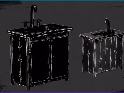 Stylized Sink Low-poly 3D model