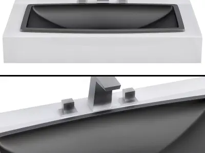 Rectangular Drop-in Bathroom Sink  Black 3D model