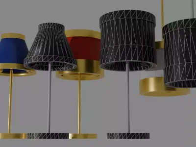 Realistic metal and cloth lamp mini pack Low-poly 3D model