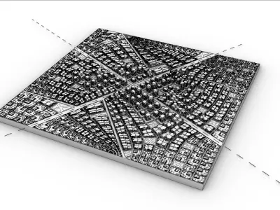 City network concept downtown Low-poly  Free low-poly 3D model