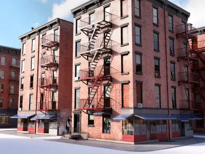 Chicago brick building Low-poly 3D model