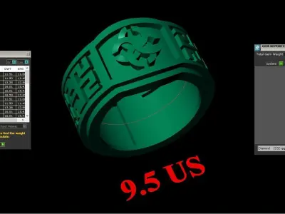 Light Gold Diamond Men Ring 2MR059 3D model