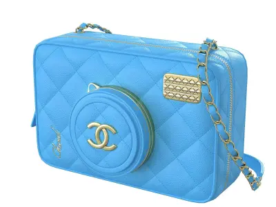 Camera Bag Blue Low-poly 3D model