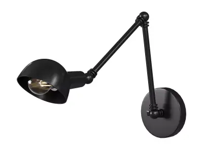 E27 Loft Wall Lamp with Adjustable Arm Black Brass  3D model