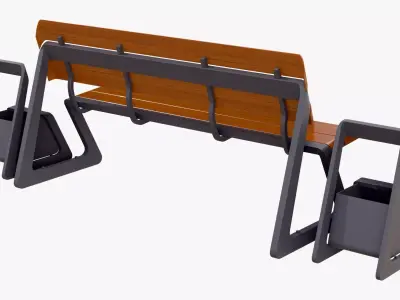 Eco City Bench Integrated Bins M1 3D model
