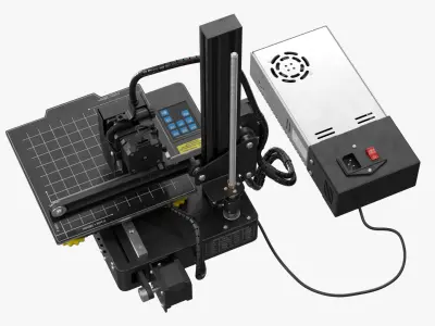 Mini 3D Printer with PSU Rigged Animated for Cinema 4D 