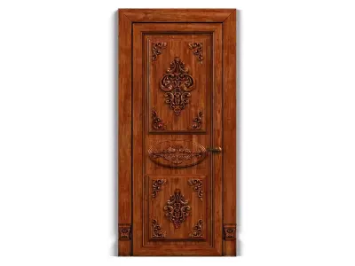 Door0013 wooden door with ornate carvings 3D model