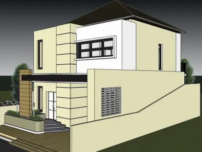 Two Story House Design 3D model