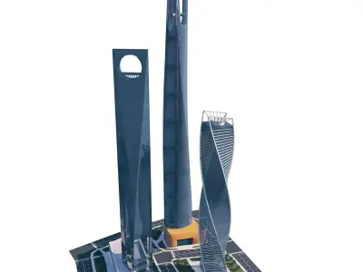 Futuristic Skyscraper High Poly Architectural 3D Model Low-poly 3D model
