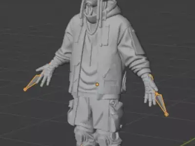 Cyberpunk Street Operative  Low Poly Rigged Character Game Ready Low-poly 3D model