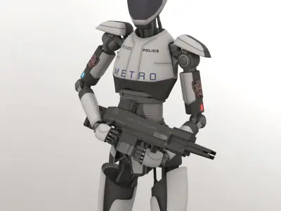 Police Bot Rigged 3D model