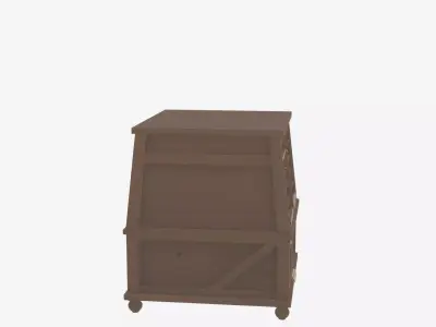 Wooden floor-standing newspaper holder brass 3D model