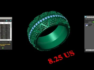 Light Gold Diamond Men Ring 2MR048 3D model