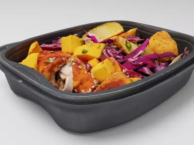 Poke bowl lunch box with cabbage chicken potatoes  3D model