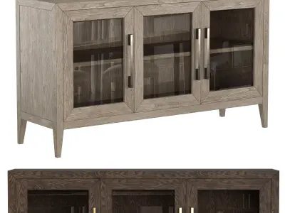 FRENCH CONTEMPORARY GLASS TRIPLE-DOOR SIDEBOARD 3D model