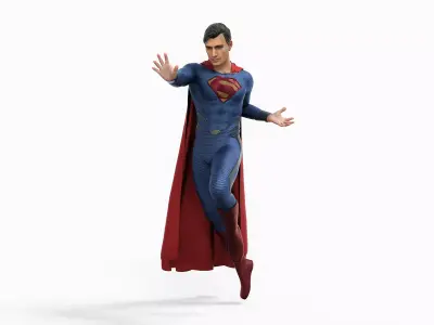 Superman Rigged Animated Low-poly 3D model