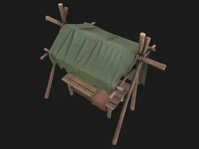 Army Market Tent Low-poly 3D model