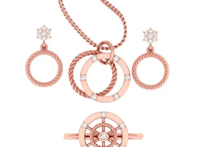 Ring Earrings Pendant Combo 3D print model