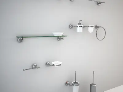 Classic Bathroom Accessories Set 3D model