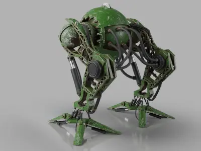 Robot model sci-fi Low-poly 3D model