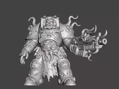 Corrupted Space Harbinger  SciFi Horror Soldier Miniature  3D print model