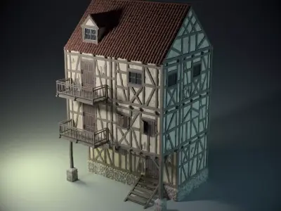 Medieval House 02 Game Ready Low-poly 3D model
